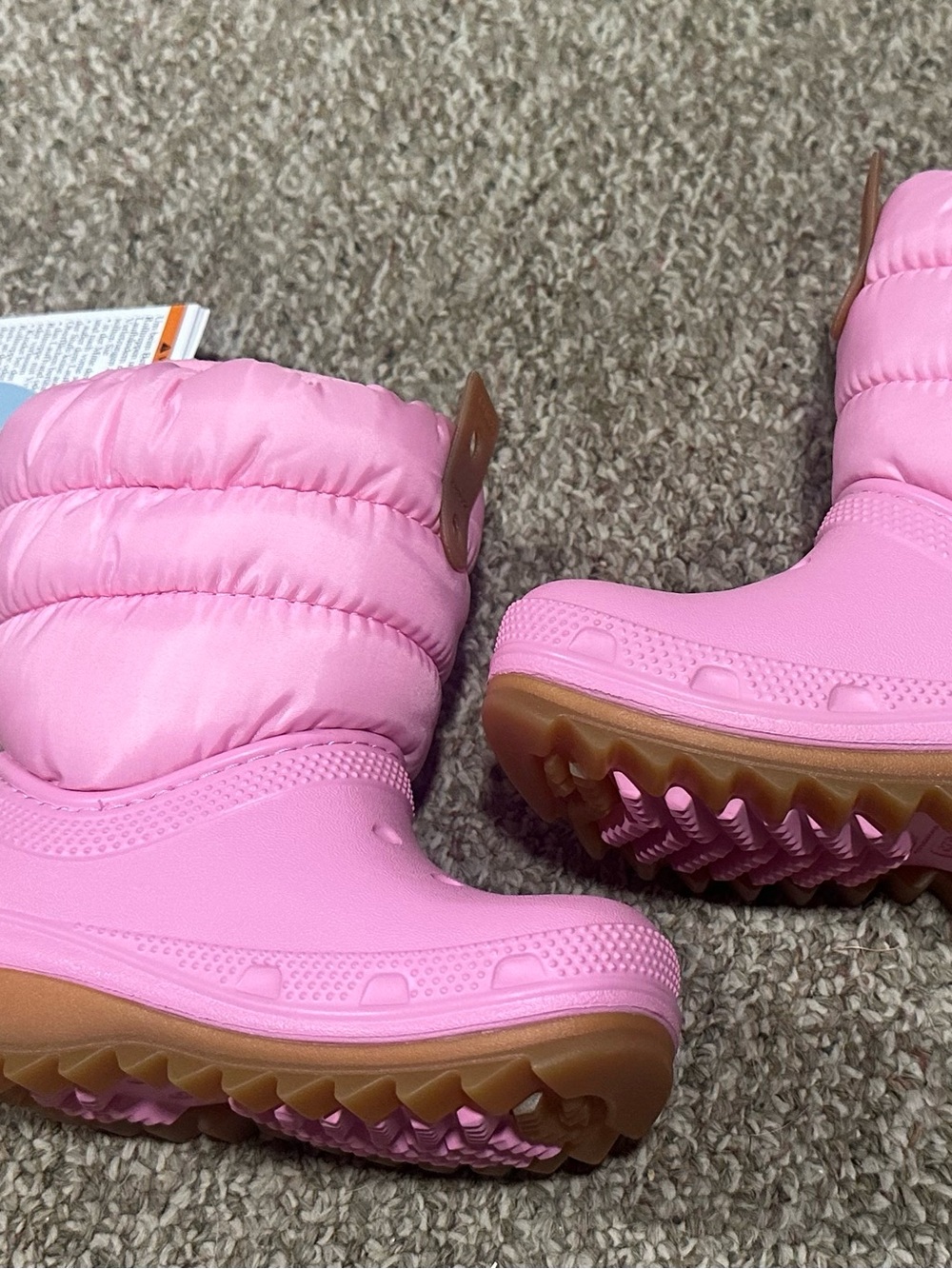 Crocs Pink Faux Fur Quilted Bootie Pull On Size C8 Winter Flat